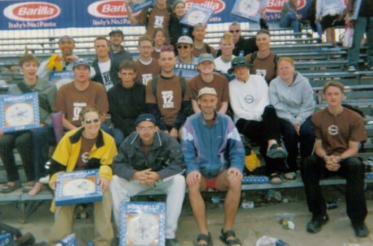 Mohawks Ultimate team enjoying a match at the stadium with banners in the background.